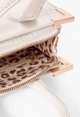 L. Sharp Corner Mini Satchel - White Croc