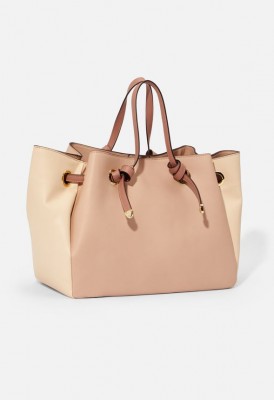 L. Knotted Handle Colorblock Tote - Mauve Multi
