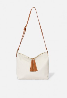 L. Double Tassle Shoulder Bag - White Cognac