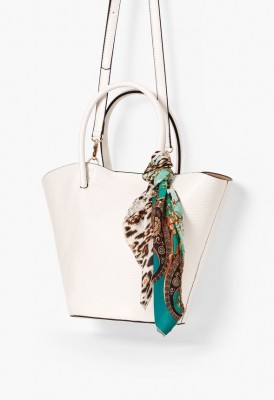 L. Flare Out Scarf Tote - White