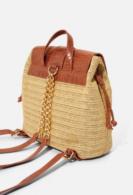 L. Mixed Media Backpack - Cognac Multi