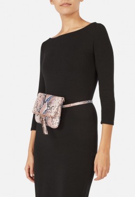 L. Flap Over Belt Bag - Blush Snake