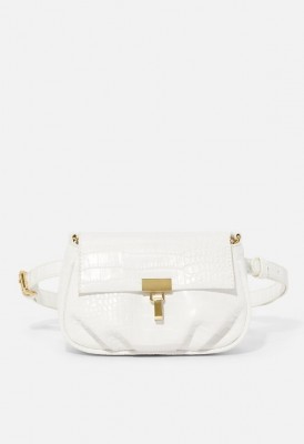 L. Turnlock Convertible Crossbody Bag - White Croc