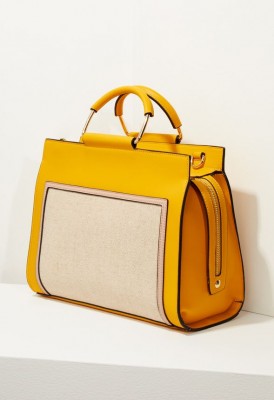L. Framed Modern Satchel - Yellow Multi
