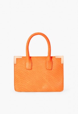 L. Sharp Corner Mini Satchel - Neon Orange