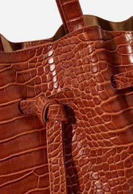 L. Bowed Out Tote - Cognac Croc
