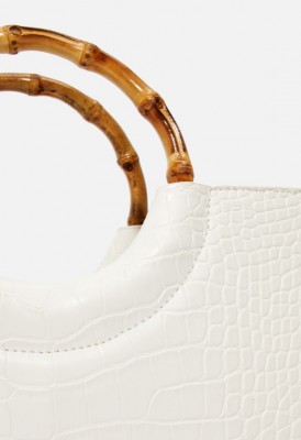 L. Bamboo Handle Tote - White Croc