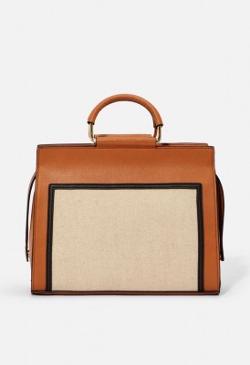 L. Framed Modern Satchel - Cognac Multi