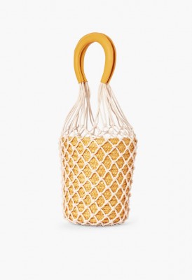 L. Sandy Bae Crochet Bucket Bag - Yellow