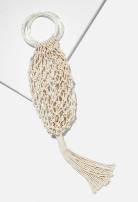 L. Macrame Day Mini Tote - White