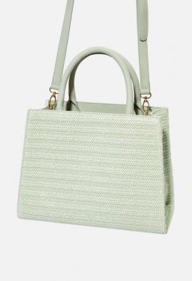 L. Raffia Circle Hardwear Satchel - Mint